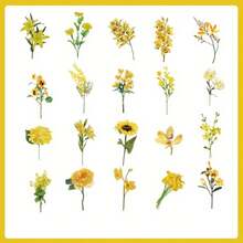 40pcs/Pack Vintage Realistic Botanical Floral PET Waterproof Stickers, Vintage Plant Flower Self-Adhesive Stickers, Suitable For Planner, Scrapbook, Water Cup DIY Decoration, Aesthetic Handmade Stationery Supplies, Suitable For Planner, Laptop Art Projects - 40Pcs - View 14
