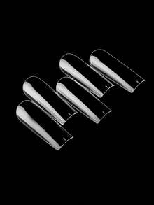 600pcs Extra Long Transparent Square Press-On Nails, Acrylic Soft Glue Full Coverage Artificial Nail Tips, Suitable For Nail Extensions, DIY And Salon Use - Clear - View 4