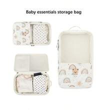 1pc Fresh Style Portable Hanging & Carrying Storage Bag, Travel Toiletry Bag, Mother & Baby Supplies Organizer, Children's Clothing Storage Bag, Handheld & Hanging - Multicolor - View 3
