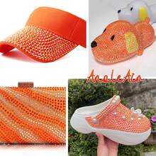 1000/500pcs Flat Back Resin Rhinestones, Yellow AB Color Flat Back Jelly Resin Rhinestones, Suitable For Cups, Bottles, Glassware, Craft Decoration, Bulk Glitter Diamond Stones - Orange Color - View 6