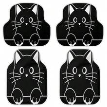 1pc/4pcs Car Floor Mats And Trunk Mats, Multiple Sizes Available, Polyester Material, Cat Theme, All-Weather Use, Suitable For Trucks/Sedans/SUVs, 95% Vehicle Compatibility, Ideal Holiday/Thanksgiving Gift, Fashionable Car Interior Protection - Cat - View 1
