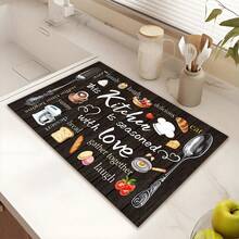 1pc Kitchen-Themed Diatomaceous Earth Kitchen Counter Mat, Highly Absorbent, Suitable For Tableware, Coffee Machine, Microwave, Etc. Fashionable Watercolor Design, Ideal Choice For Modern Kitchen. - Multicolor - View 8