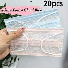 40/20/10pcs Lace Lightweight Breathable Disposable Face Masks, High Aesthetic, Suitable For Home, Office And Outdoor Use - Multicolor - View 22