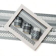 Basic Washi - Juego de 10 rollos de cintas adhesivas decorativas de punto y cuadrcula para revistas, planificadores, lbumes de recortes, envoltura de regalos, manualidades - negro Blanco - Ver 6
