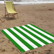 1pc Green Striped Pattern Beach Mat, Extra Large Beach Mat, Lightweight And Durable. Perfect For Travel, Camping And Picnic. Adult Extra Large Size. Perfect For Beach And Outdoor Adventure (Not A Beach Towel) - Multicolor - View 9