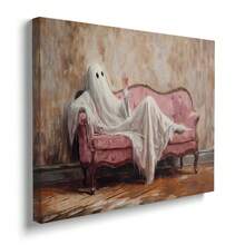 1pc Framed/Unframed Vintage Ghost Cocktail Funny Canvas Poster Spooky Halloween Bar Cart Kitchen Wall Art Print Pink Academia Decor Retro Painting For Dining Room,Living Room,Bedroom,Modern Home Decoration - A - View 2