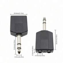 1/4英寸公头转2 x 1/4英寸母头连接器，6.5毫米1转2立体声互连音频适配器，适用于吉他和麦克风 - 彩色 - 查看 6