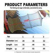 Fish Keepers Plastic Ring Rubber Hanging Bag Side Hanging Fishing Net Nylon Foldable Bundled Simple Lightweight 3-Layer - Multicolor - View 2