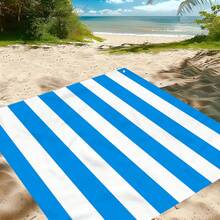 1pc Blue Striped Pattern Beach Mat, Extra Large Beach Mat, Lightweight And Durable. Perfect For Travel, Camping And Picnic. Adult Extra Large Size. Perfect For Beach And Outdoor Adventure (Not A Beach Towel) - Multicolor - View 3