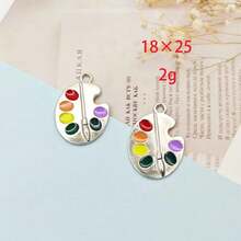 10PCS Mixed Color Vintage Gold & Silver Alloy Paintbrush Palette Pendant With Hole, DIY Necklace Keychain Charm Jewelry Accessories - Drawing Board - View 7