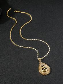 1 Collar de hombre con forma de gota de agua y escritura árabe hueca, accesorio religioso usado por musulmanes en la vida diaria - Amarillo Oro - Ver 4