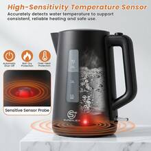 SUPERLEX 1.7L Electric Tea Kettle With Visual Water Level Display, 3000W Fast Boiling Water Kettle, Auto Shut-Off When Water Lacking & Dry Boiling Protection. PP Body With Anti-Scalding Design, Ideal For Coffee & Tea. - 英規插(220-240V) - 查看 6
