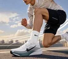 Nike Men's Air Zoom Pegasus 42 Lightweight Cushioned Road Running Shoes - Black and White/green - View 3