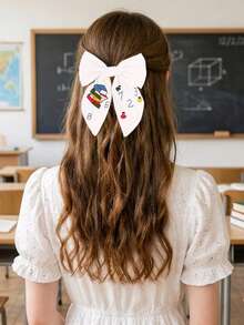 1pc Back To School Embroidered Hair Bow Clip With Book Numbers,Educational Classroom Hair Accessory,Academic Hairpin,School Math Bow,Teens Clip Girls - Multicolor - View 2