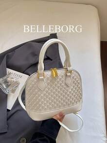 Graphic Print Shell Handbag - White - View 1