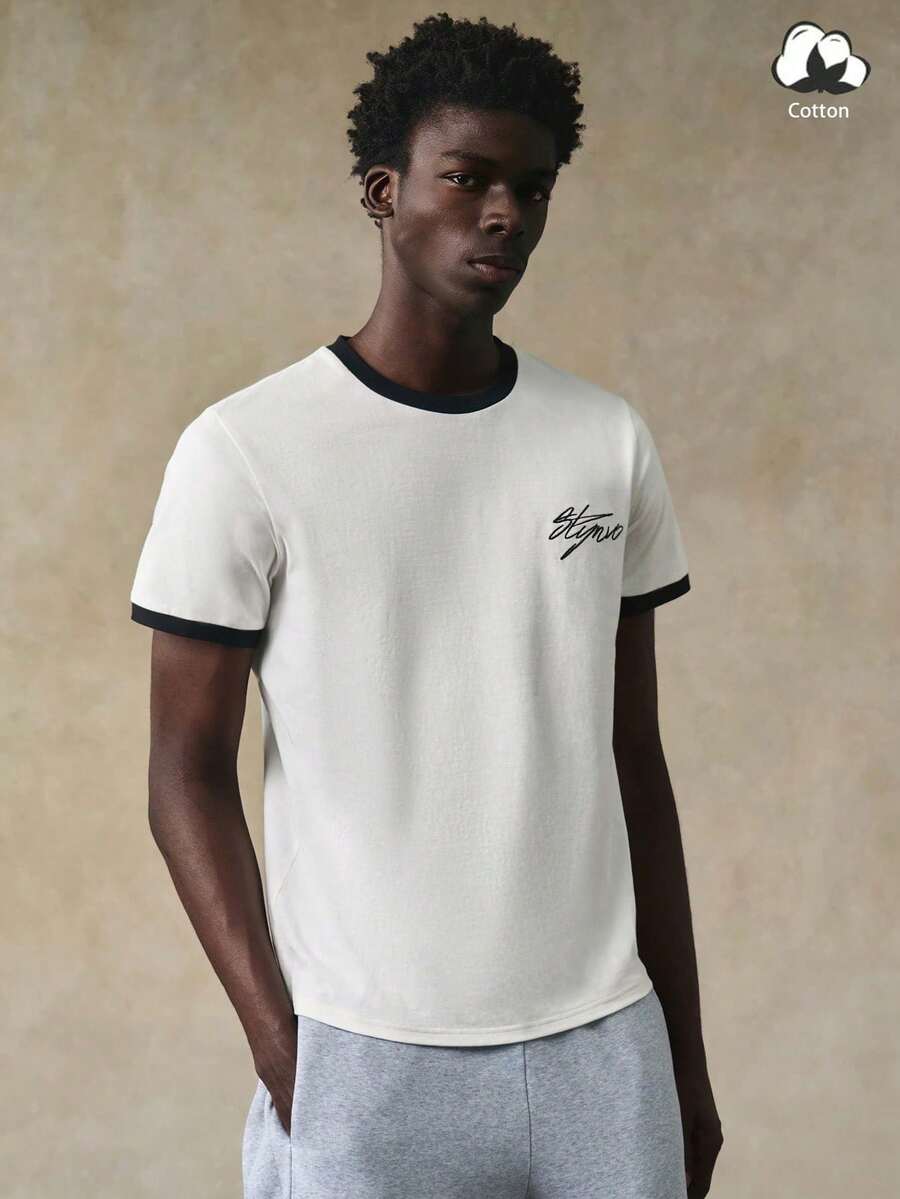 Manfinity Hypemode Men's Minimalist Casual Color Block Short Sleeve T-Shirt - Multicolor 3 - View 1