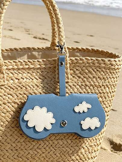 Hanging Travel Eyewear Storage, Star & Cloud Shaped Vintage PU Material Glasses Case, Snap-Button Anti-Scratch Glasses Pouch With Cleaning Cloth, Fashionable Portable Glasses/Fashion Glasses Storage Bag With Wrist Strap And Lobster Clasp, Suitable For Travel, Beach, Swimming, Perfect As Mother's Day, Father's Day, Independence Day, Teacher's Day, Graduation, Back To School Gifts