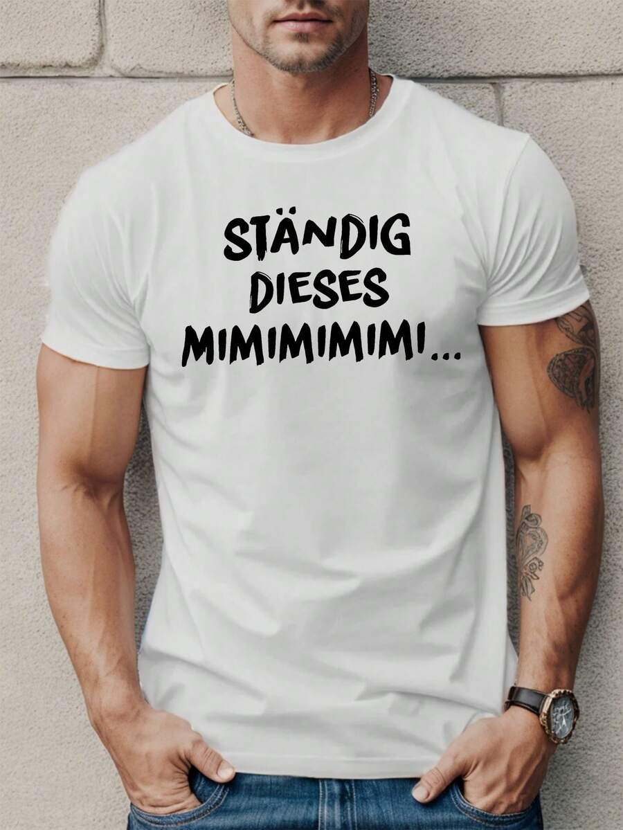 Fun German Men's Short Sleeve T-shirt Summer T-shirt Top - Weiss - Übersicht 1