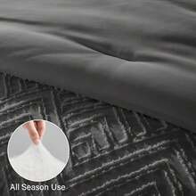 Zzlpp - 7 Piece Complete Duvet Set, Cream Tufted Bed In A Bag With Duvet And Sheets, All Season Boho Bedding Set With 1 Duvet, 2 Decorative Pillowcases, 2 - 深灰色 - 查看 6