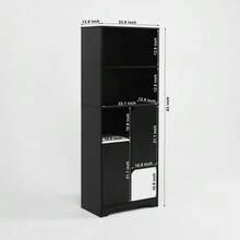 Multifunctional Bookcase With Open Shelves, Doors And Drawers, Black And White, Modern Style, Storage Unit For Bedroom And Living Room - 黑色 - 查看 7