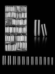 600pcs Extra Long Transparent Square Press-On Nails, Acrylic Soft Glue Full Coverage Artificial Nail Tips, Suitable For Nail Extensions, DIY And Salon Use - Clear - View 2