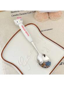 Cute Sanrio Tableware, With 3D Cartoon Silicone Handle, High Polished Stainless Steel Spoon/Fork, Soft Heat-Insulating Handle Anti-Scald, 3 Cute Macaron Colors, Suitable For Daily Dining Decoration, Small Gift For Sanrio Fans - Multicolor - View 8