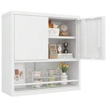 Tall 2-Door Metal Storage Cabinet With Adjustable Shelves, Steel Kitchen Cabinet For Kitchen, Living Room, Dining Room And Office - 白色 - 查看 8