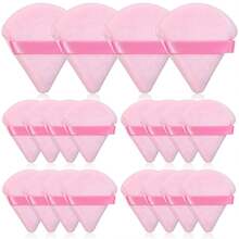 6/20/24/50/60/100 piezas Borla de polvo triangular, Borlas de polvo suelto para maquillaje, Borla de polvo fijador para maquillaje, Almohadillas de borla facial para polvo prensado, Aplicador de esponja de polvo para rostro y ojos (Rosa) - Rosa - Ver 1