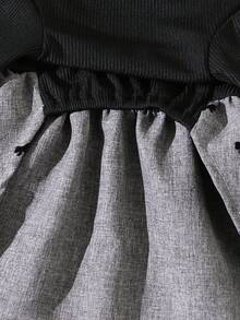 Sweet Style Pet Dress, Flocked Bowknot Black & Grey 2 In 1 Design, Small Dog & Cat Outdoor Outfit - Black - View 9