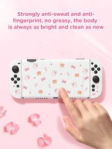 1 pieza Funda protectora con patrón de conejo y oso de leche de fresa de dibujos animados para Switch, accesorio de consola de juegos Switch 2 (2025) con carcasa de base, compatible con Switch 2 (2025) / Switch OLED, accesorio de juego de segunda generación Switch 2, funda protectora, blanco/rosa, bolsa de almacenamiento de consola de juegos, el mejor regalo para jugadores de SWITCH - Multicolor - Ver 3