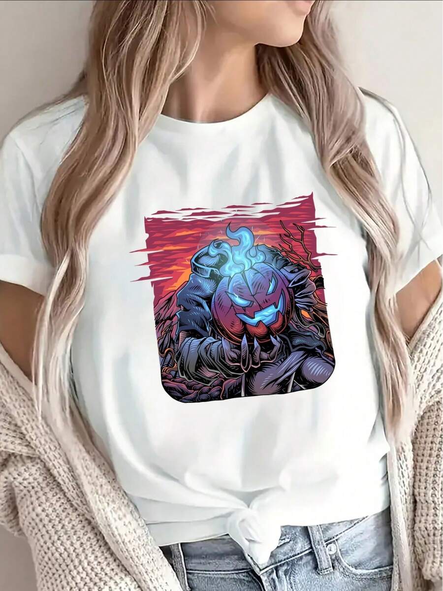 Camiseta casual de manga corta para mujer, de tela ligera, adecuada para uso diario, material suave, ideal para actividades en interiores y exteriores. - Blanco - Ver 1