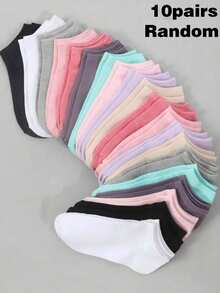 10/20 Pairs Multi-Color Women's Short Socks, Summer Thin Casual Fashion Low-Cut Ankle Socks, Boat Socks - Multicolor - View 5