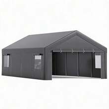 strundghti 20x12x10 Ft Heavy Duty Portable Garage – All-Weather Carport Canopy With 140g PE Waterproof Cover – 4 Roll-Up Doors & 4 Vent Windows For Trucks, Boats, Storage - Gray - View 3