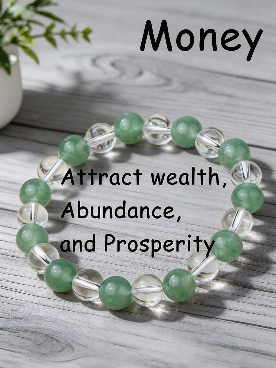 YAUKIA Women'S Green Aventurine Money Bracelet , Protective Wealth , Calms Anger And Irritation , Auspicious Good Luck Accessory Suitable For Daily Wear - Multicolor - View 1