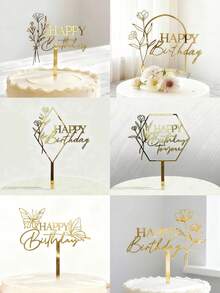 Shiny Birthday Cake Decoration, 3D Double-Sided Cake Topper, Perfect For Enhancing Birthday Cake Presentation, Also Suitable As Photo Booth Prop - Multicolor - View 1