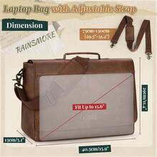 PU Laptop Messenger Bag 15.6 Inch, Waterproof Vintage Briefcase, Large Work Shoulder Bag For Office University Travel Computer - Brown - View 7