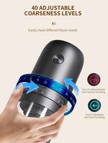 Brutelle 1件 USB充電式電動咖啡研磨機，粗細可調，適用於居家、辦公室咖啡區、學校 - USB - 查看 5