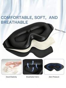 2/1 pieza Máscara de dormir de seda 3D con protección 100% blackout para pestañas y maquillaje, tamaño ajustable, ultra ligera, suave y sedosa, ayuda para dormir, adecuada para dormir, viajes nocturnos, siestas, oficina, escuela, hogar - Multicolor - Ver 8