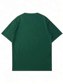 Plus Size Solid Color Basic Clean Style Men's Short Sleeve T-Shirt | American Casual Loose Fit | Suitable For Summer Wear - Dark Green - View 7