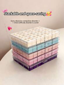 48-Grid Transparent Acrylic Nail Art Rhinestone Storage Box, Dust-Proof Compartment Organizer For Nail Art Decorations, Beads, Gemstones, Jewelry, Nail Salon Supplies, Empty Rhinestone Display Box - Multicolor - View 7