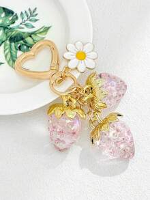 1pc Cute Strawberry Women's Keychain, Car Key Chain - Multicolor - View 3