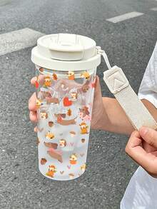 1pc/5pcs 500ml Autumn Dachshund Hedgehog Theme Insulated Cup, 500ml Plastic Cup With Straw And Lanyard, Leak-Proof Flip Lid, Cold Brew Hot Drink Iced Coffee Water Cup, Suitable For Dog Lovers Daily Use - Multi-color - Diverse Dachshunds - View 10