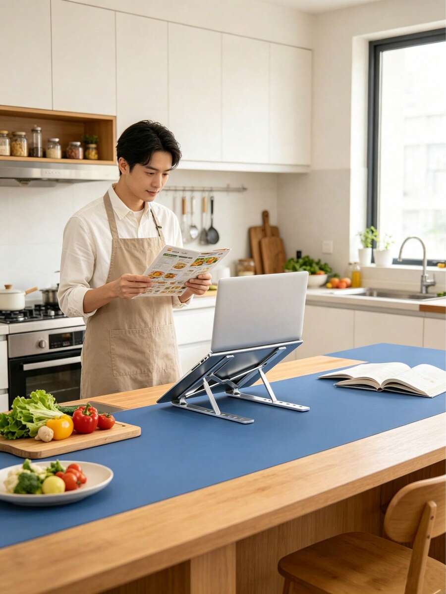 Foldable Portable Laptop Tablet Phone Stand With Expandable Phone Holder Adjustable Cooling Stand