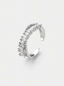 Ashenrae Cubic Zirconia Decor Manset Cincin Untuk Wanita Untuk Pesta Perjamuan Pernikahan - Perak - View 1