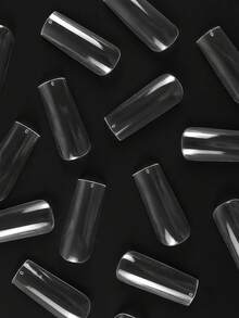 600pcs Extra Long Transparent Square Press-On Nails, Acrylic Soft Glue Full Coverage Artificial Nail Tips, Suitable For Nail Extensions, DIY And Salon Use - Clear - View 5