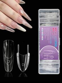 120PCS/Box Rocket Sandwich Nail Form Mold, 60Pcs Top Mold+60Pcs Bottom Mold 15 Sizes Clear Reusable Acrylic Nail Dual Forms, No Clips No Paper Forms, Quick Poly Nail Extension Molds For Beginners & Salon Use - Clear - View 10