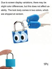 1Pc Cute Cartoon Eyes Mini Padlock Small Key Lock For Backpack Luggage Diary Drawer Cabinet Student Kids Security Tiny Lock - Multicolor - View 14