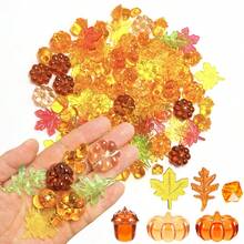 45pcs Acrylic Autumn Decor, Pumpkin & Maple Leaf Vase Fillers, Suitable For Thanksgiving, Halloween And Harvest Theme Parties, Ideal For Halloween, Christmas, Thanksgiving, Harvest Season And Yellow Tone Decor Lovers, Essential Holiday Table Decoration - Multiple Styles - View 5