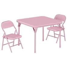 Collapsible Kids Table And Chairs Set – Space-Saving Children's Furniture – Durable Metal Frame – Easy Storage – Ideal For Dining, Learning, Play, Daycare, Study Room - Pink - View 1