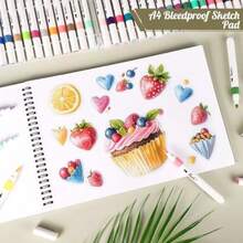 A4 Marker Paper Pad 40 Sheets, 8.3*11.7 Inch Bleedproof Art Sketch Pad, 73lb/120gsm Drawing Paper Spiral Sketch Book, Painting Coloring Alcohol Marker Paper For Beginners, Artists, Gift - Biack - View 7